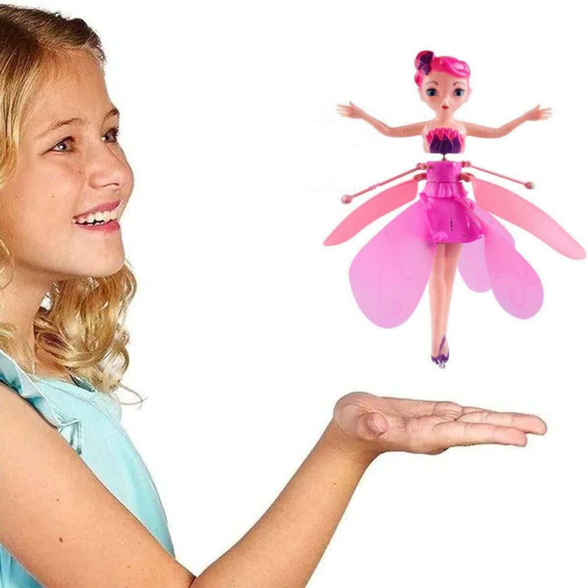 BlackTie Flying Fairy Doll - Hand Sensor-Controlled, USB Powered Sky Dancers Toy with Glittery Rainbow Princess Design (Random Color) for Kids